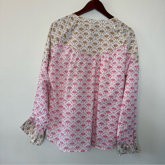 Sundance Long Sleeve Pink/White Pure Cotton Blouse M - Picture 2 of 4